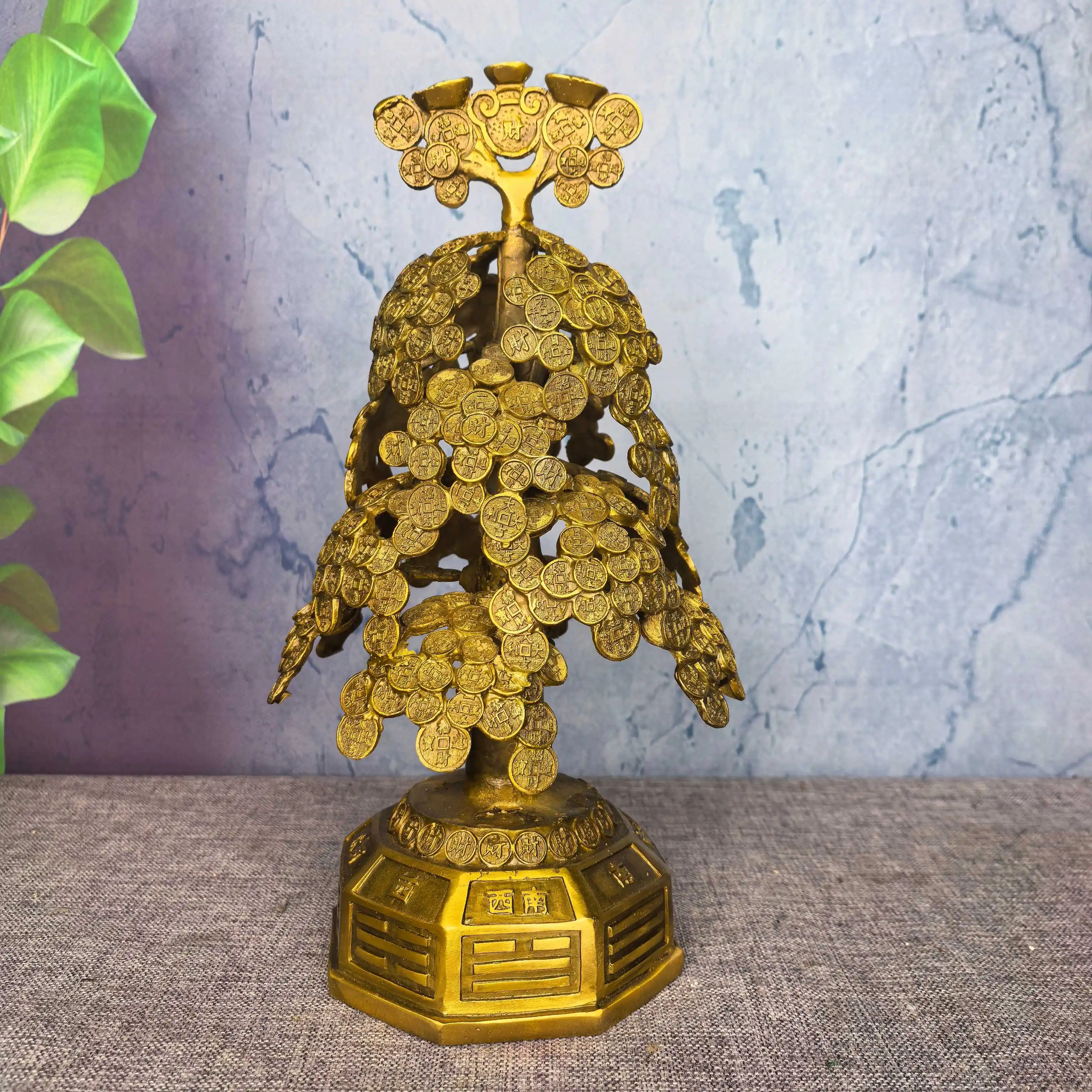 Old Brass Money Tree Yuanbao coins tree leaves Gathering Wealth Tree Study desktop screen Amass wealth Ornaments