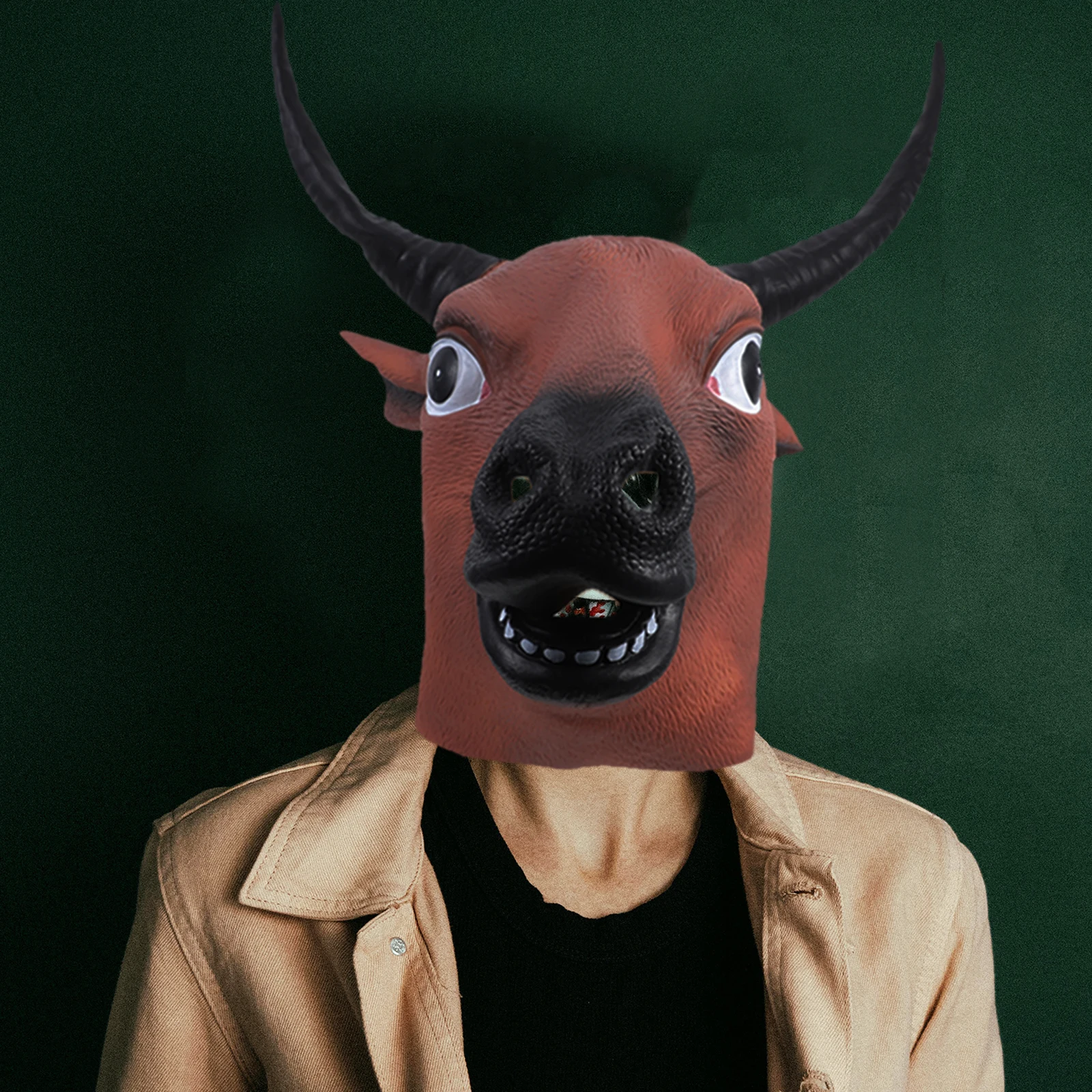 

Bull Head Mask Halloween Masks Animal Masquerade Fancy Dress Realistic Headgear Costume Aldult Decorative