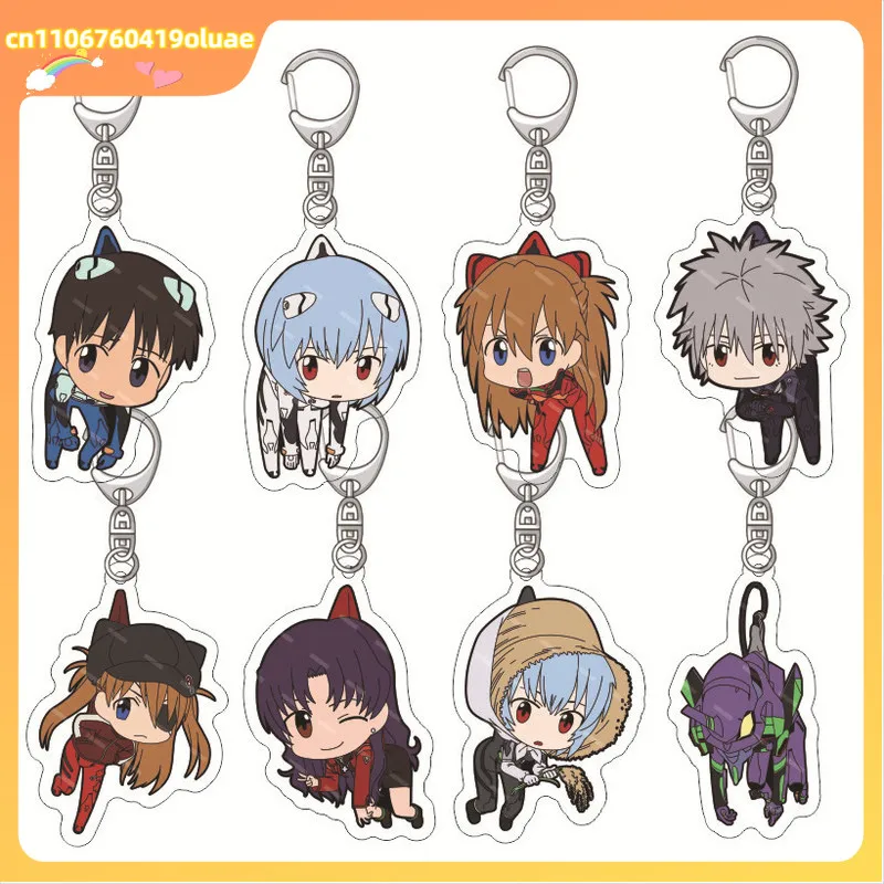 Niedlicher EVA-Acryl-Schlüsselanhänger mit doppelseitigem HD-Druck, Rei Asuka Shinji Kaworu Anime-Spielzeug, Rucksackanhänger, Taschenanhänger, Geburtstagsgeschenke