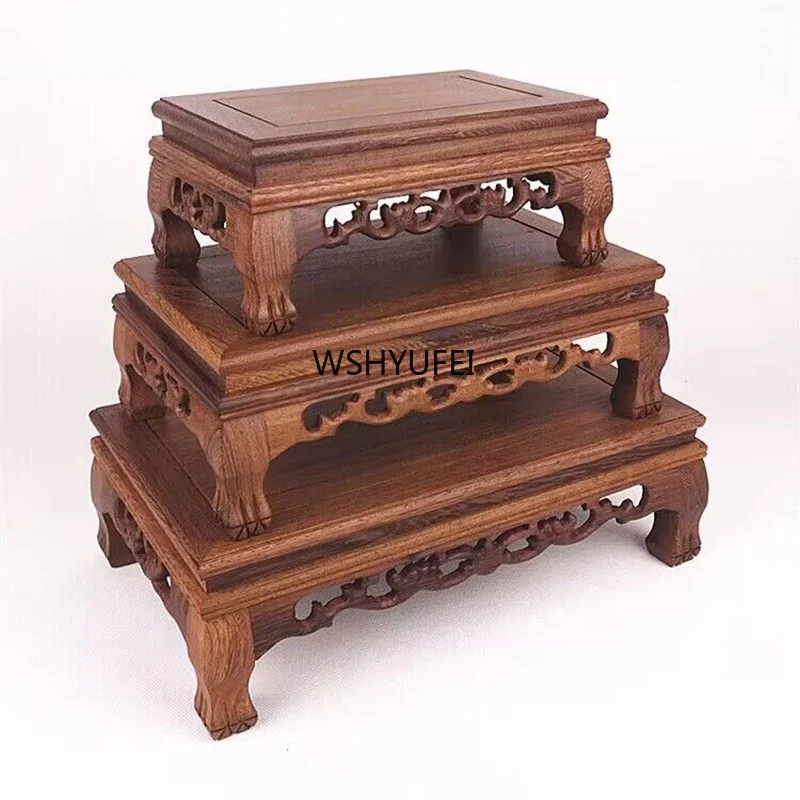 Solid Wood Retro Decorative Shelf Used For Statues, Vases, Tea Sets, Props, Display Stands Handmade, Antique Storage Shelf