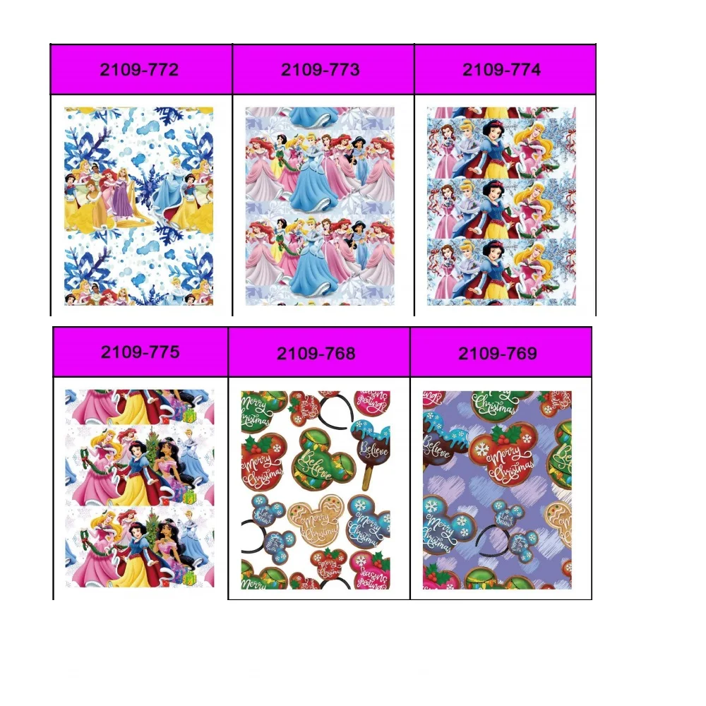 Disney Princess Christmas  Decoration Faux Leather Printed 30X136cm for Holiday DIY Hairbows