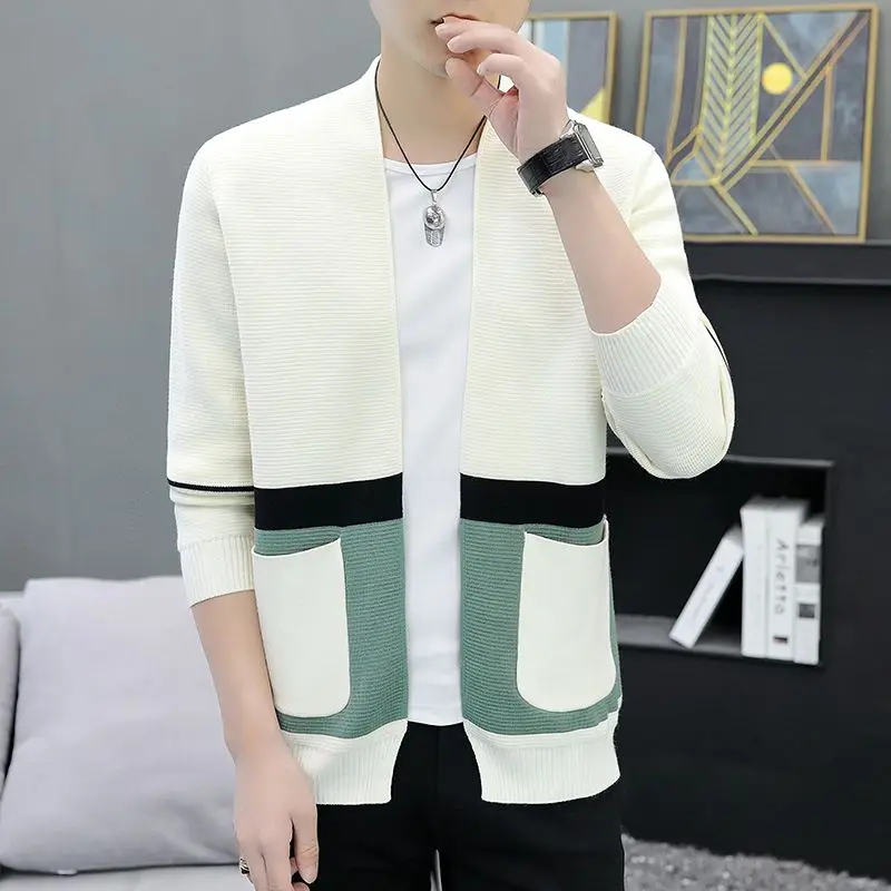 

2022 Autumn Brand Fashion Knitted V Neck Cardigan Sweater Men Casual Spring High Quality Slim Fit Coats Male Clothes H118