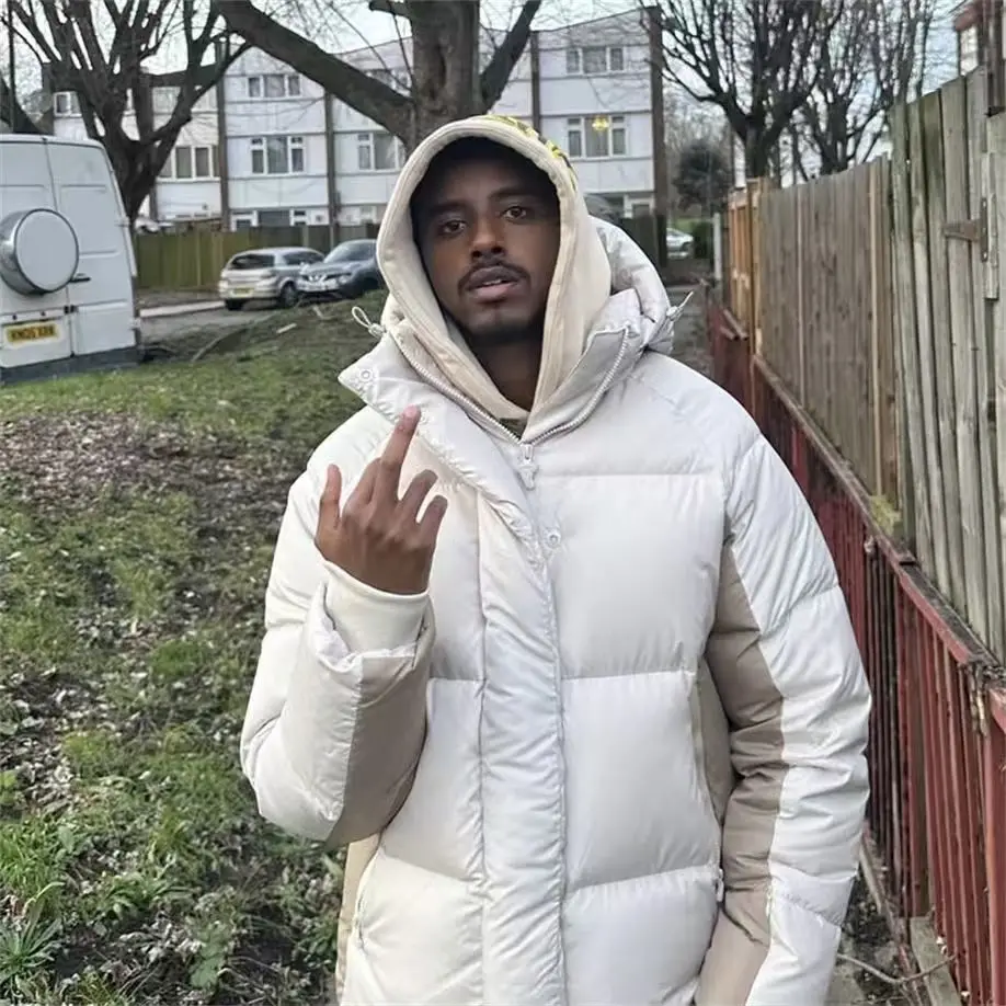 

Warmth Men's down Jaet Hooded Coat DRILL SYNA WORLD Brand Faionable Autumn Winter Street Sle Thiened White Du Feather