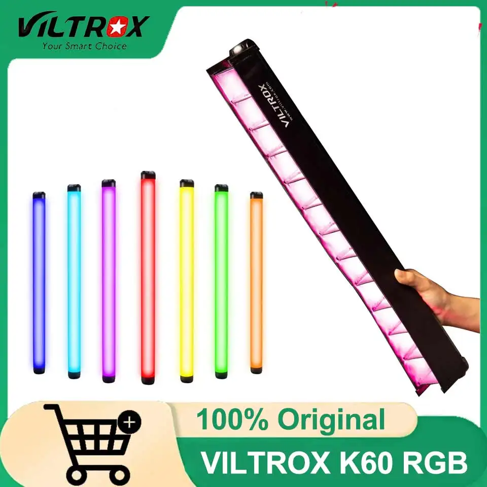 

Светодиодный RGB-светильник VILTROX K60, 20 Вт, портативная трубка-стик, 2500K-8500K, для фотосъемки, с управлением через приложение