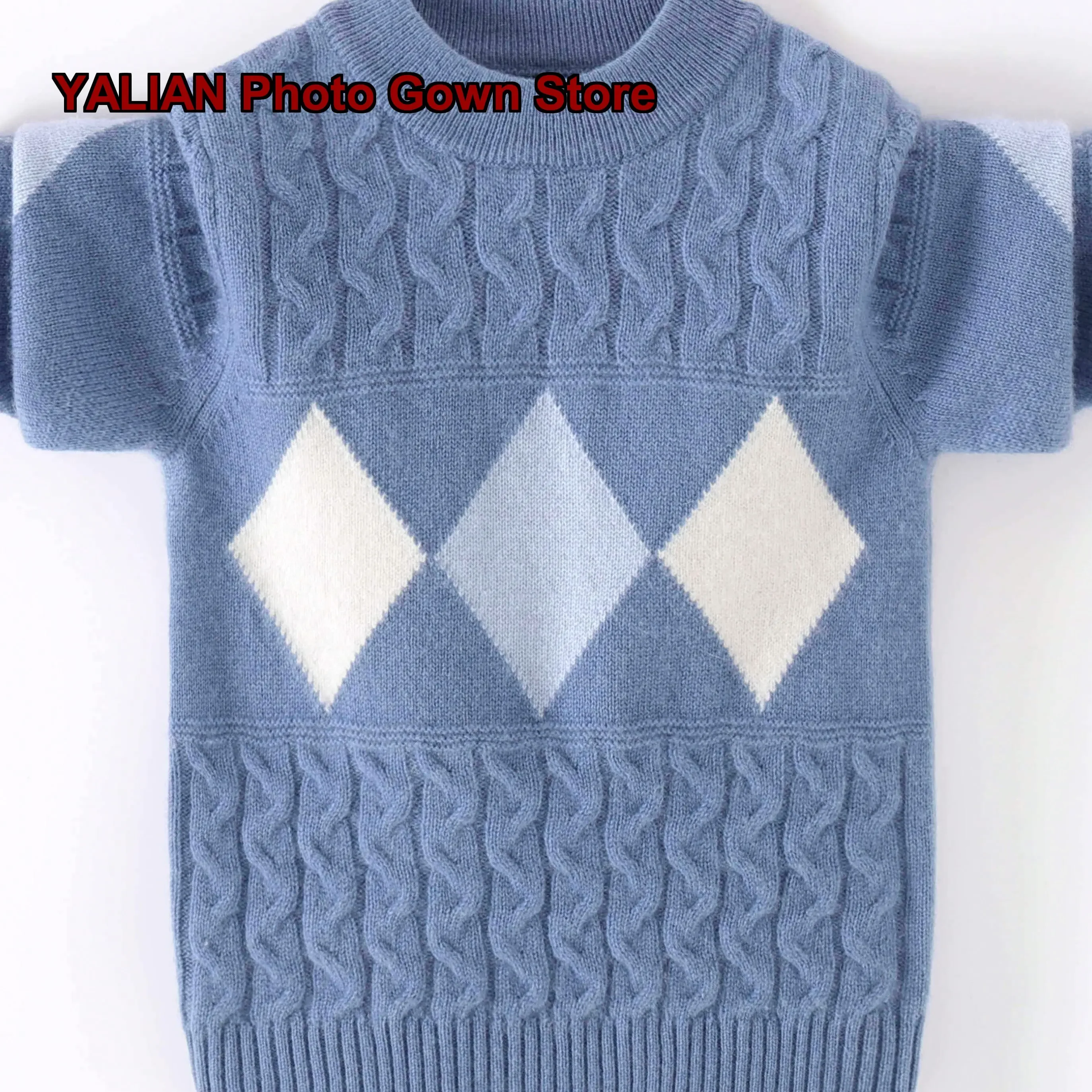Boys Pullover Sweater Kids Autumn Winter Round Neck Knit Top Solid Color Thickened Warm Soft Merino Older Kids