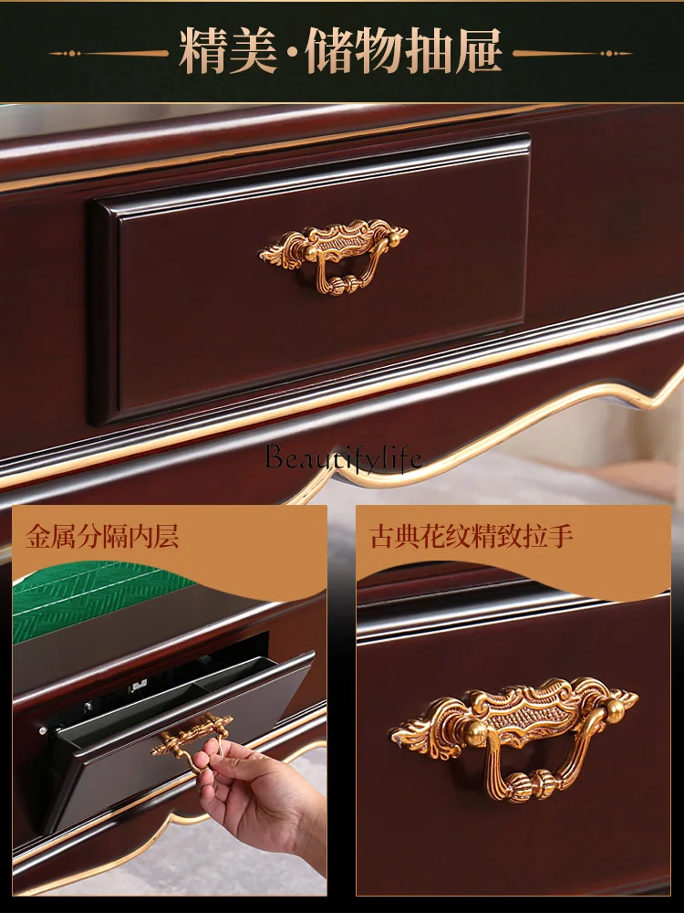 *European solid wood mahjong machine automatic dining table dual-purpose integrated bass luxury