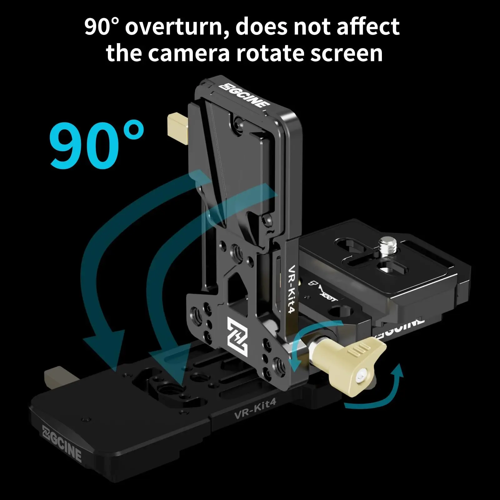 ZGCINE VR-Kit4 Foldable V-Lock V-Mount Battery Plate 180° Rotatable 38mm Arca-Swiss Quick Release Mount for Camera Video Rig