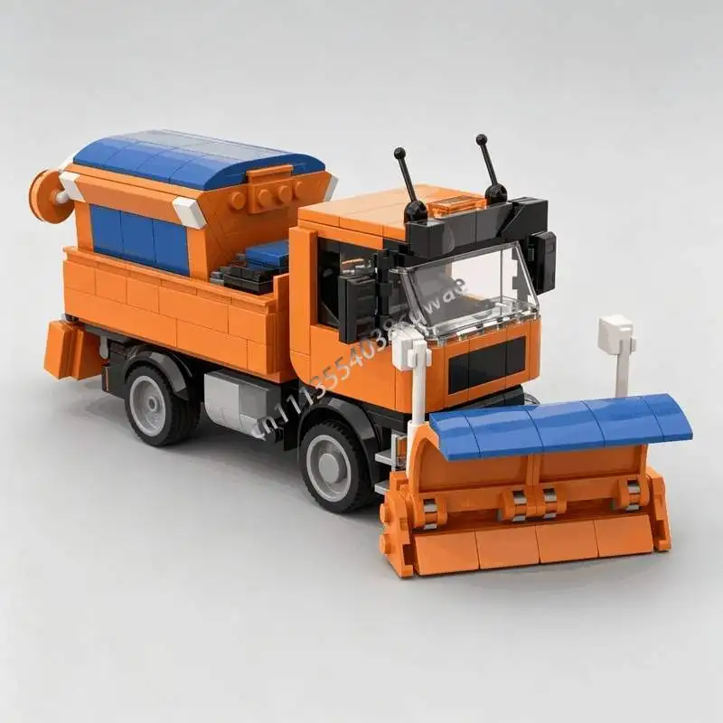 443Parts Snow Plow Lorry MOC Truck Model Custom Puzzle DIY Assembly Building Blocks Toy Gift Collection Display Service Vehicle