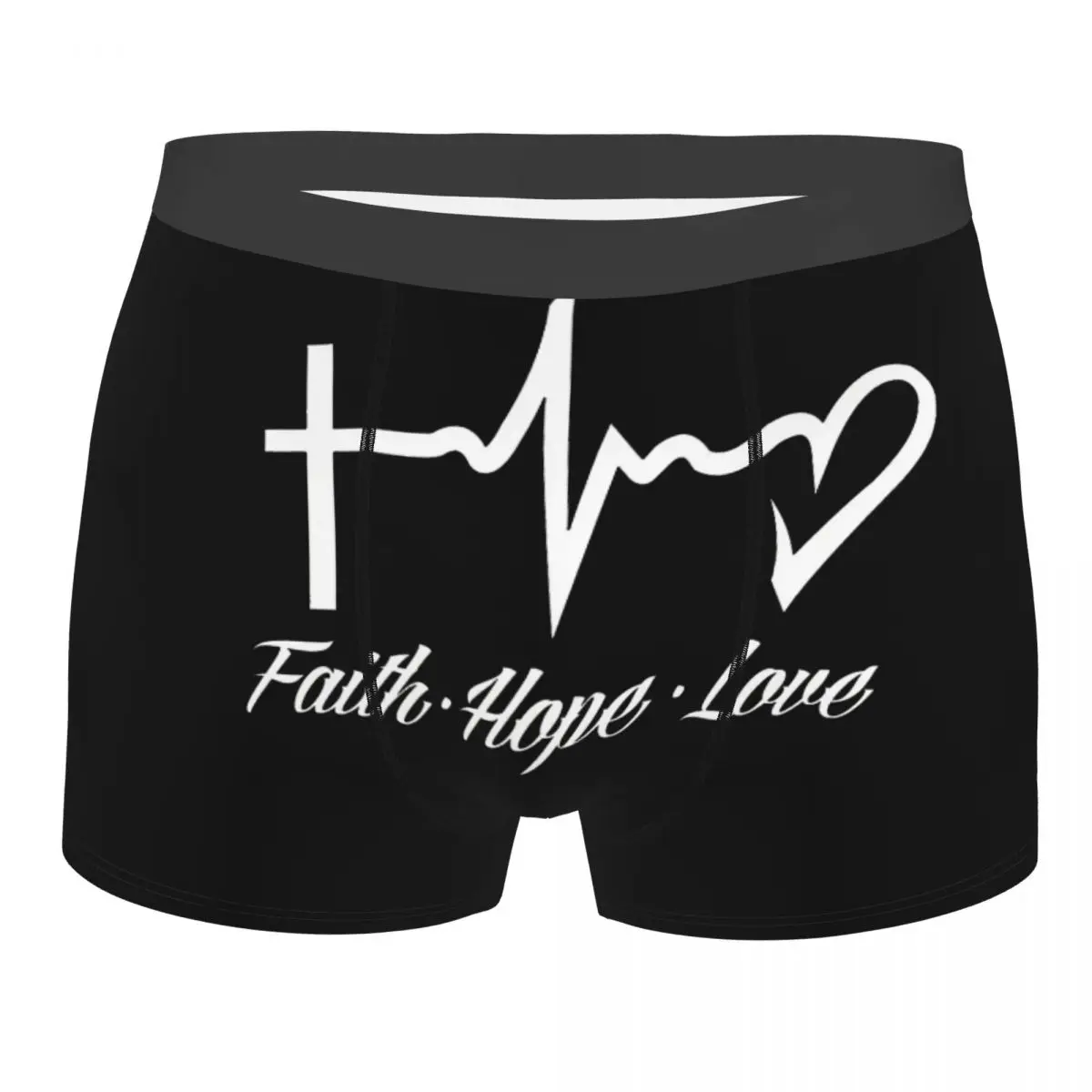 Faith Hope Love Underpants Breathbale Panties Male Underwear Print Shorts Boxer Briefs