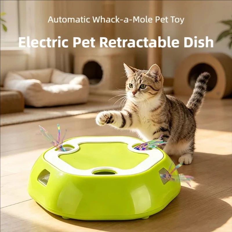 Smart Electric Pet Telescopic Disc Cat Whack-A-Mole Teasing Cat Motion Activated Cat Self Pleasure Multi Hole Interactive Cat