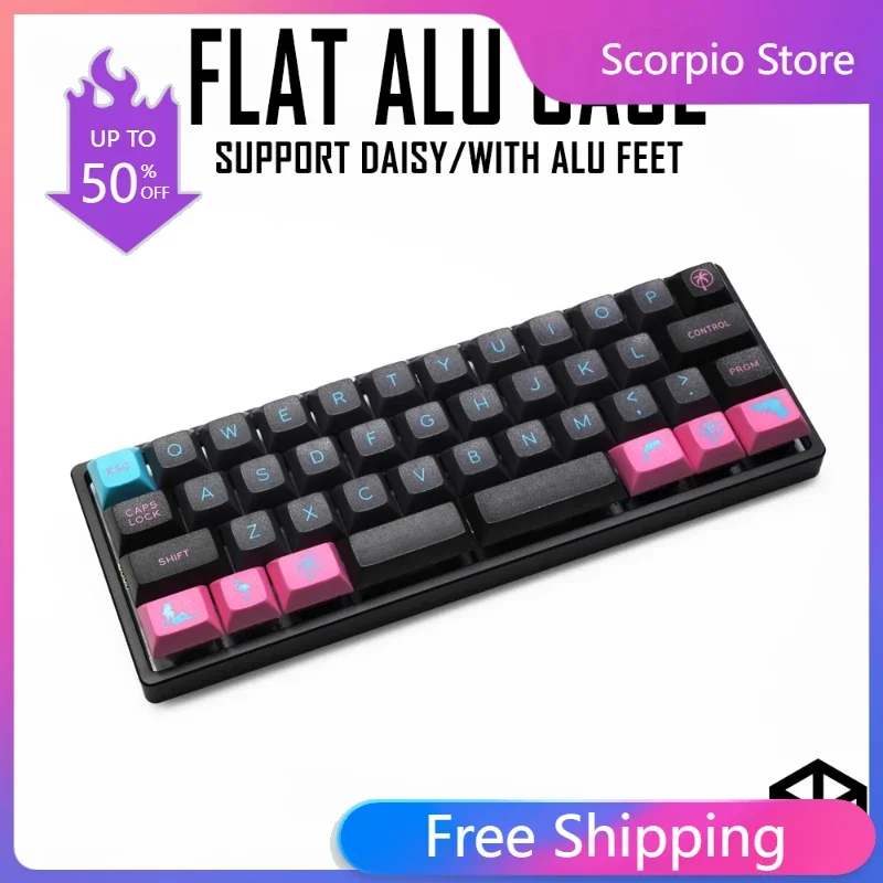 Anodized Aluminium Flat Case with Metal Feet for Custom Mechanical Keyboard Black Siver Grey Colorway for Daisy 40%Mini Keyboard 