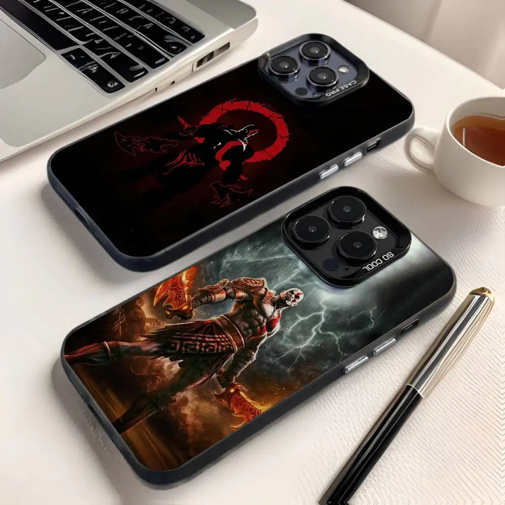 

G-God of W-War Kratos Phone Case For iPhone 16,15,14,13,12,11,8,7,Pro,Max,Plus,Mini,XS,SE Anti Fall Black Matte Hard