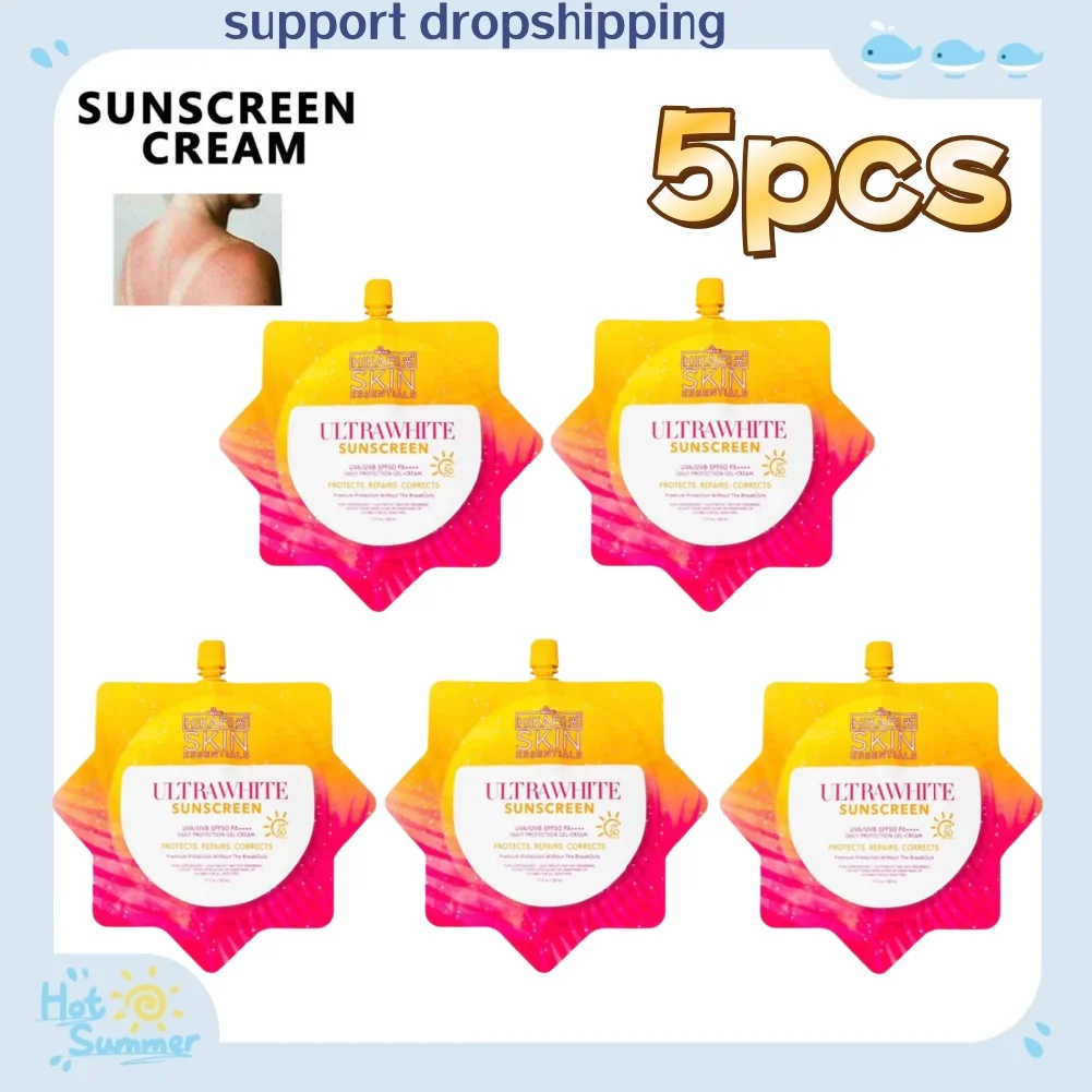 

5PCS Whitening Sunscreen 50ML Suitable For All Skin Types Whitening And Brightening Easy To Apply SPF50+