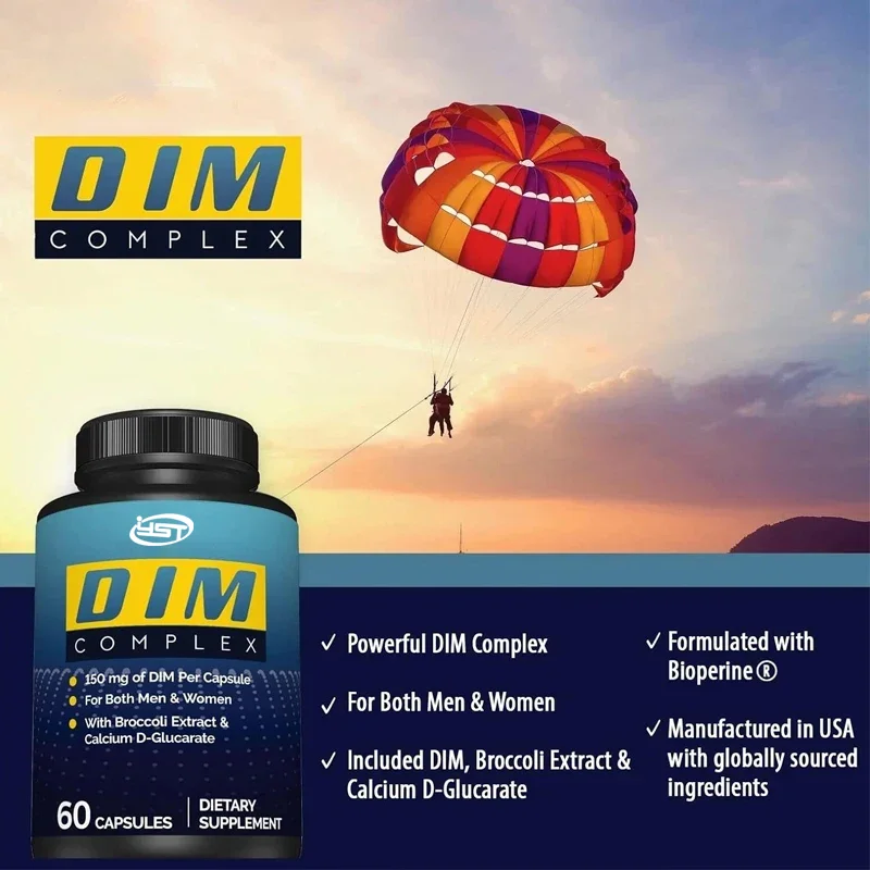 High quality DIM supplements - broccoli, D-calcium gluconate, and piperine - for menopausal support and balance