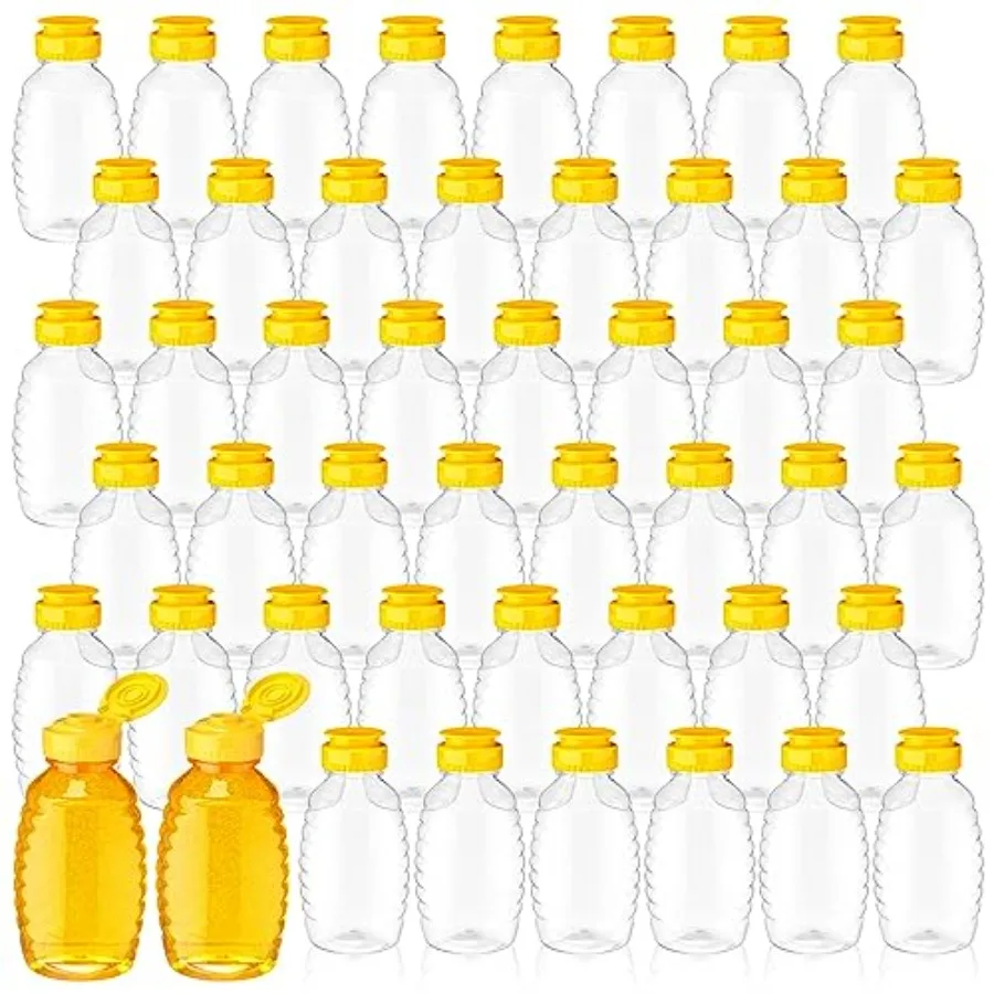 

48 Pcs 12 oz Plastic Honey Bottles Clear Jars Honey Dispenser with Lids Caps Containers Leak Resistant Empty Refillable Squeeze