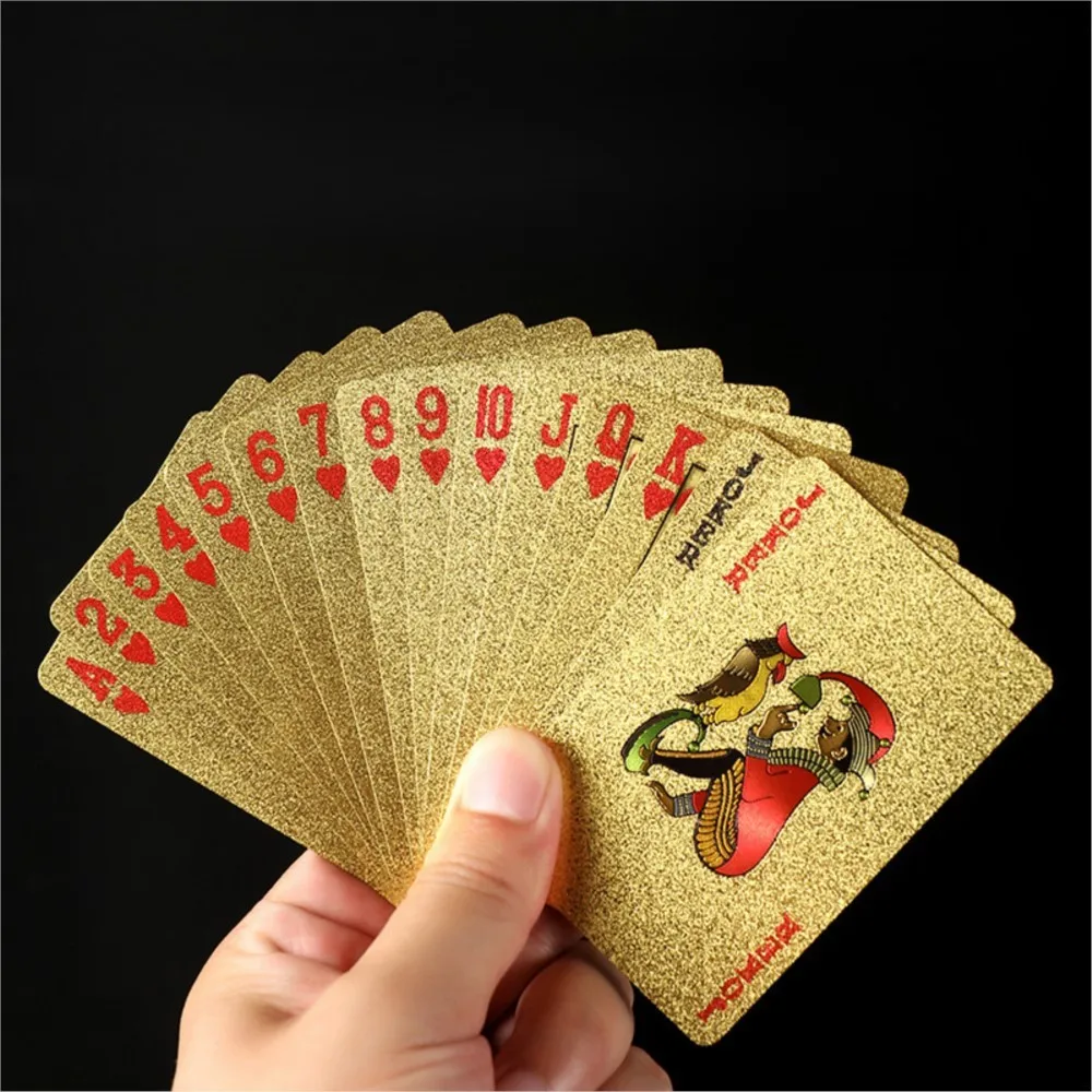 Black Gold Frosted Waterproof Plastic Playing Cards Poker Set Holiday Gift Box Practical Party Board Game Collection Toy