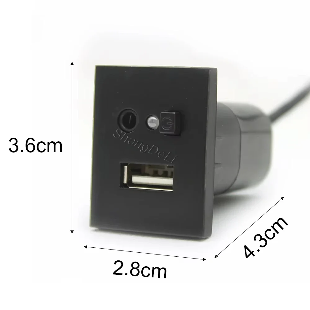 Black Auto Media Audio USB AUX Socket Connector Mini Cable Input Jack Control Switch Fit For Ford Focus 2 Mk2 2009-2011