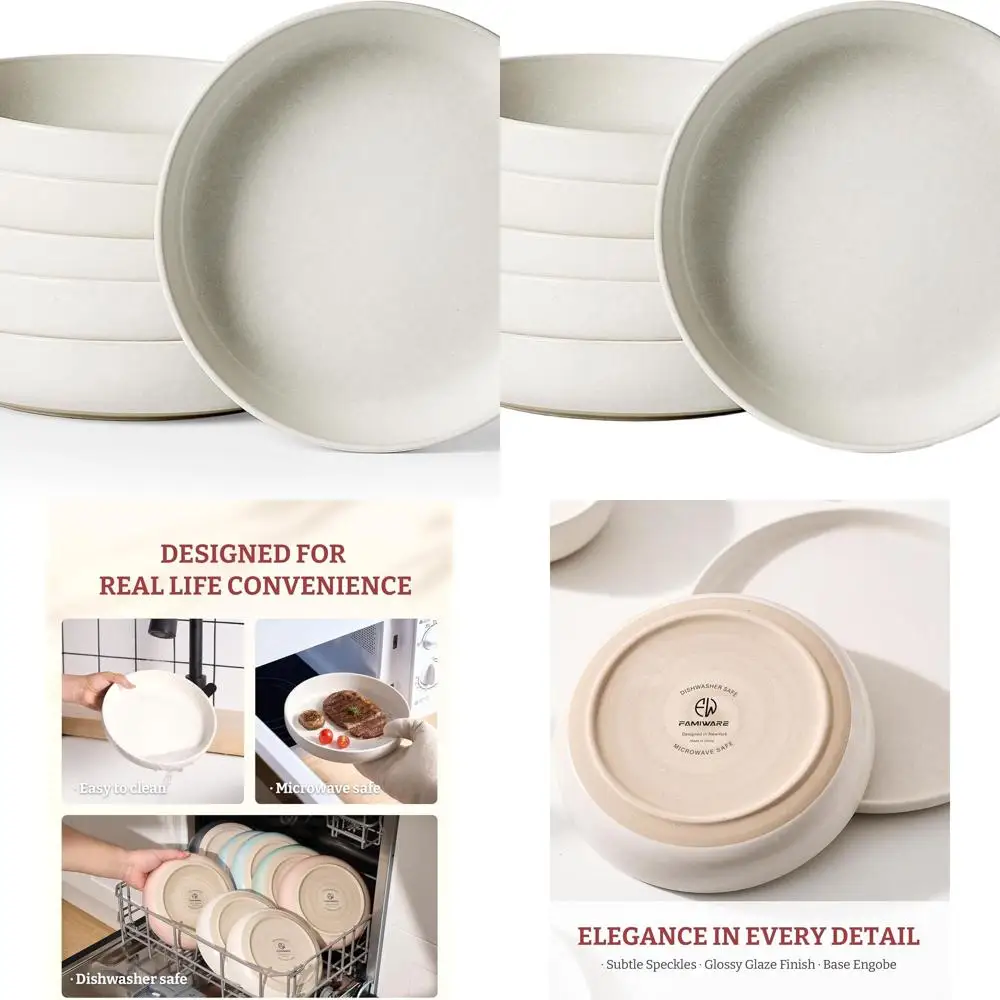 

Set of 6 White Matte Pasta and Salad Bowls, Ideal for Housewarming, Thanksgiving, and Christmas Gifts