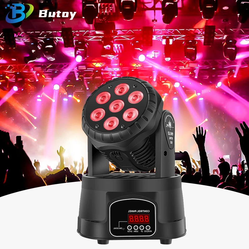 

7X10W Mini Moving Head Par Lights LED RGBW Full Color 4IN1 With Remote Control Stage Effects Lighting Wedding Light For DJ DISCO