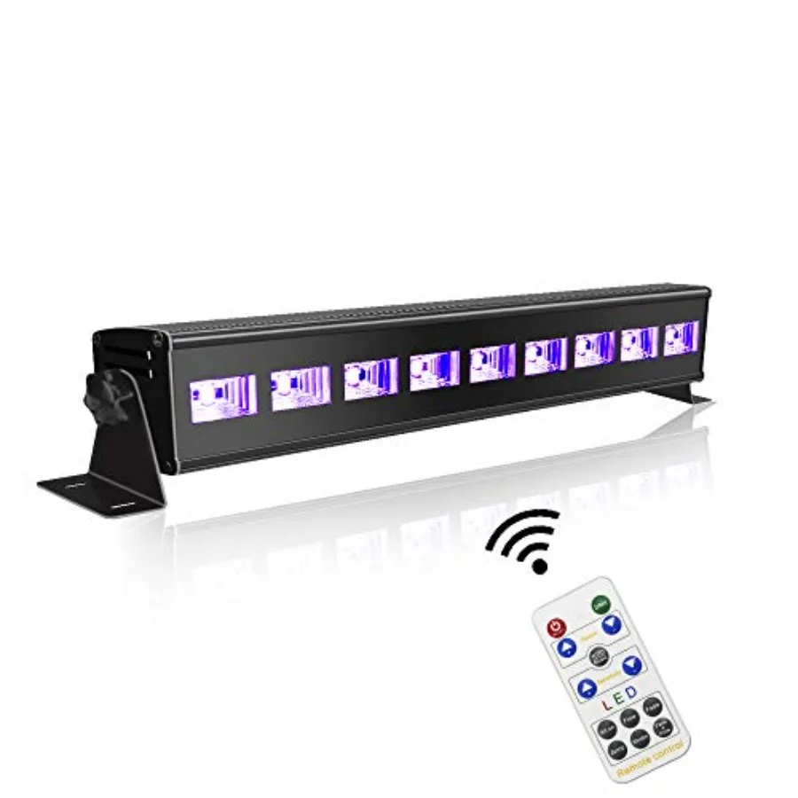 

60 ft-Remote UV Black Light for Parties Super Bright 27W Dimmable Sound Activated Black Lights DMX Control 9 LED UV Bar Blackli
