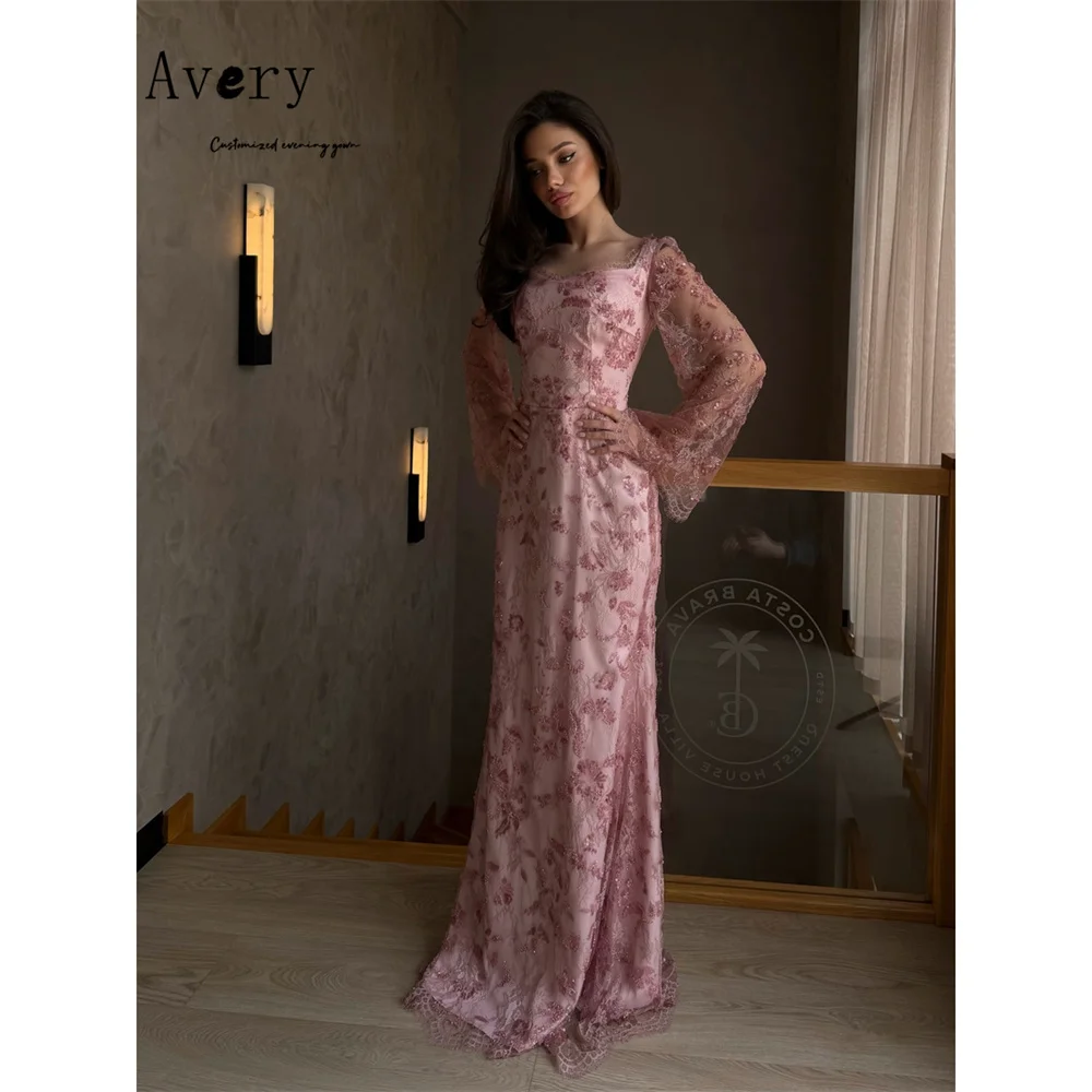 Avery Custom Fishtail Lace Embroidery Long Sleeves Luxurious Women's Evening Dresses Ladies Wedding Guest Prom Dresses 2026 Gown