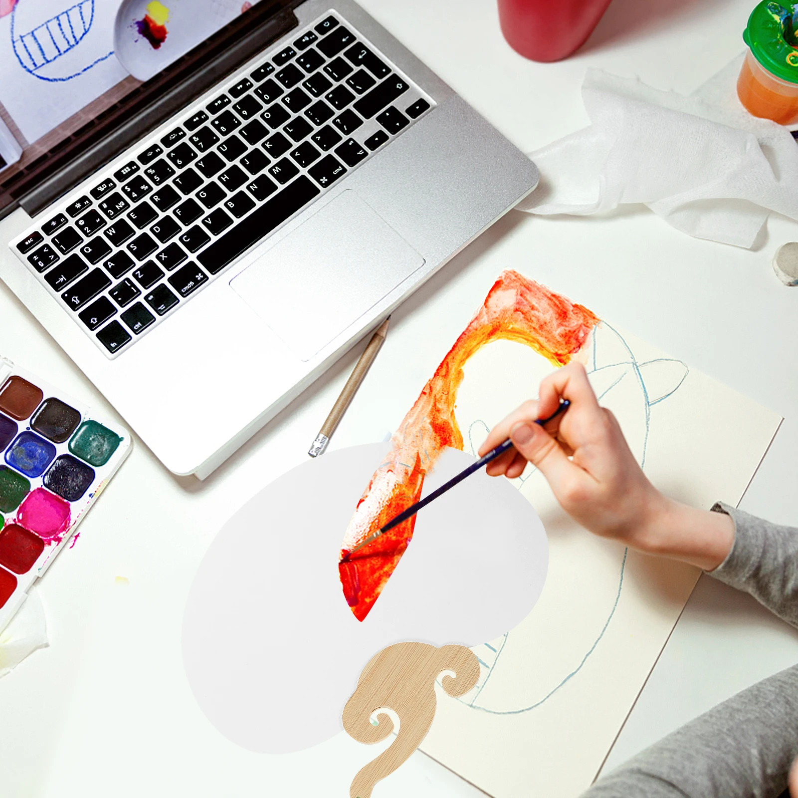 

5Pcs Chinese Art Paper Blank Round Fans DIY Handmade Painting Fans Kids Graffiti Creative Drawing Hand Fan for Decoration