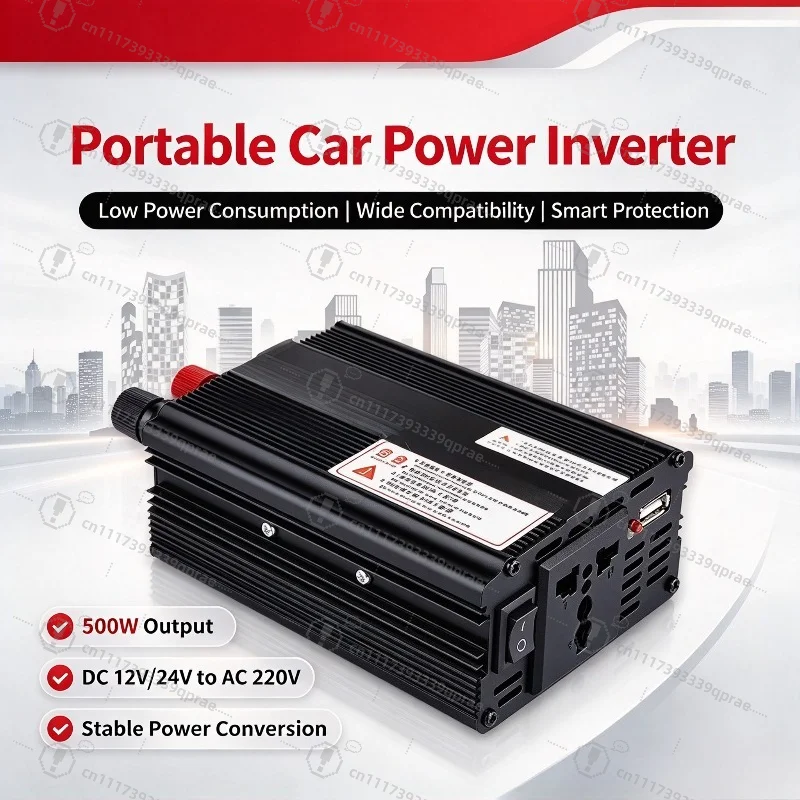Power Frequency Solar Inverter 500W DC12V 24V Convert To 220V Car Household Off-grid Power Transformer