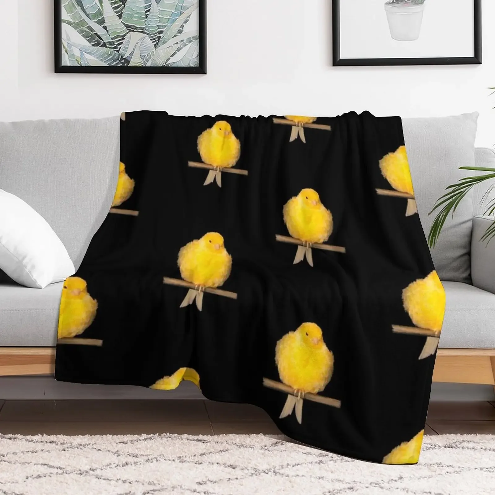 cute canary with yellow feathers Throw Blanket For Decorative Sofa For Sofa Thin Blankets