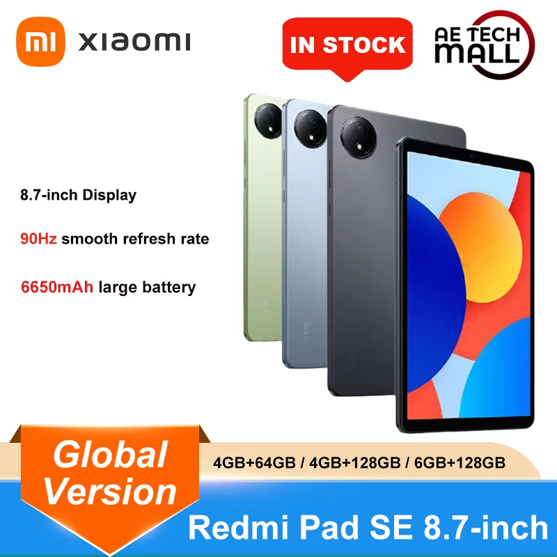 Global Version Xiaomi Redmi Pad SE 8.7-inch Tablet 4+64/4+128/6+128 90Hz Display 6650mAh MTK Helio G85 Dual speakers Dolby Atmos