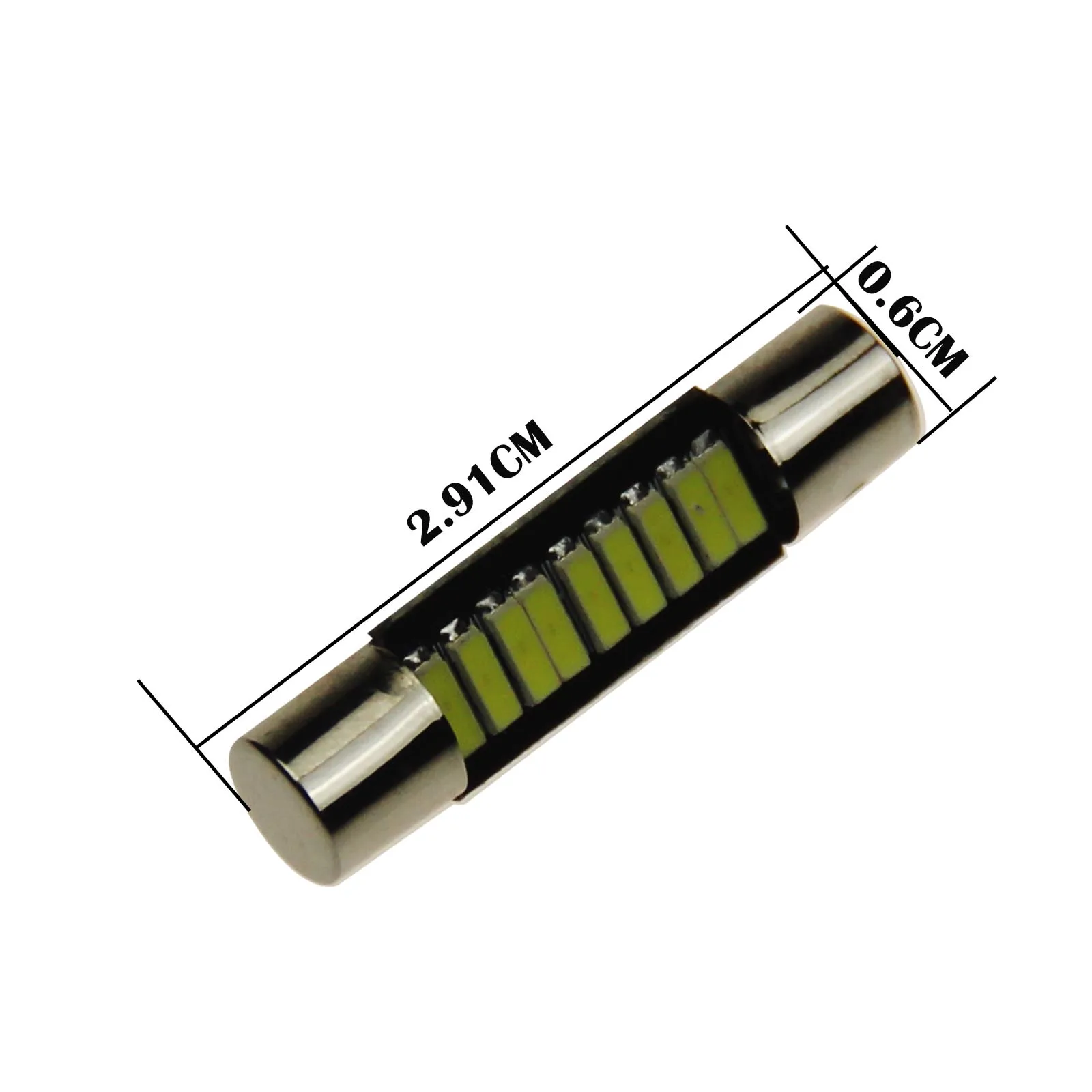 1x White Car T6.3 Fuse Light Sun Visor Blub 29MM 9 Emitters 3014 SMD LED 6614 TS-14V1CP Z20526