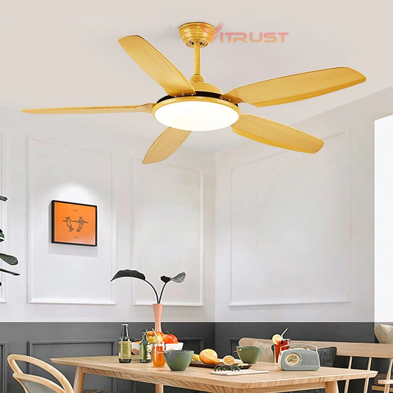 

Strong Wind Ceiling Fan LED Light DC Motor Mute Ceiling Fan Lamp Black White 42in 52Inch 110V 220V Remote Control Fan