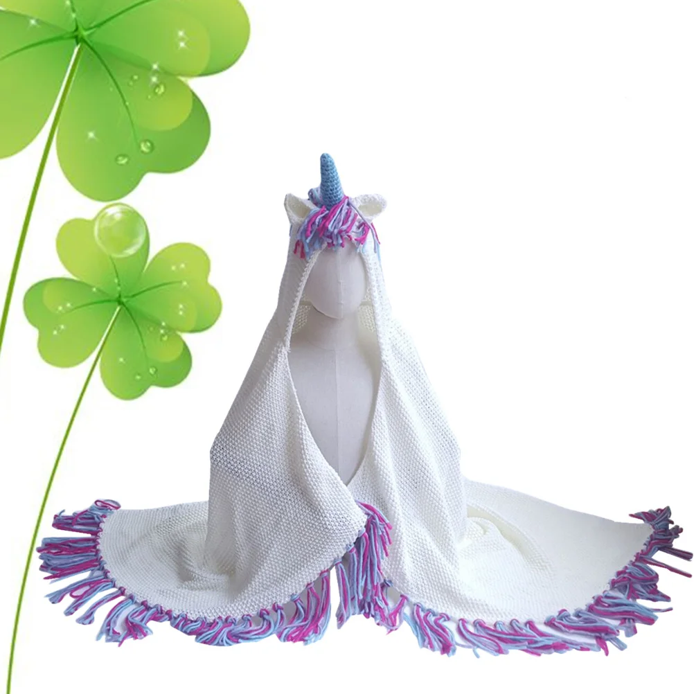 Colorful Unicorn Wool Knitted Blanket Cozy Skin-Friendly Crochet Sleeping Cover for Kids Warm Breathable Blanket