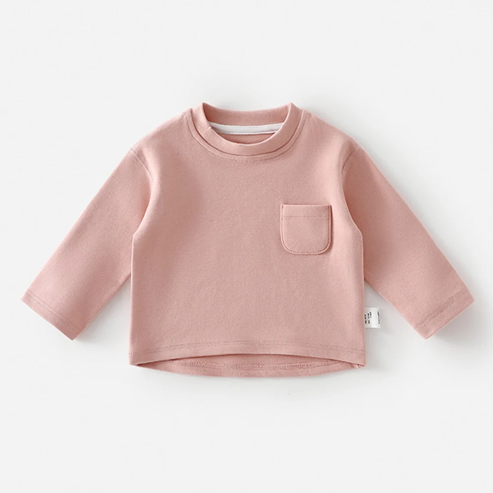 Baby Boy Tshirts Long Sleeve Cotton Spring Autumn New Arrival Infant Girls Tops Unisex Baby Solid Color Tee