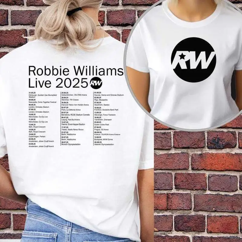 Robbie RW Logo Tour T shirt 2025 UK Williams