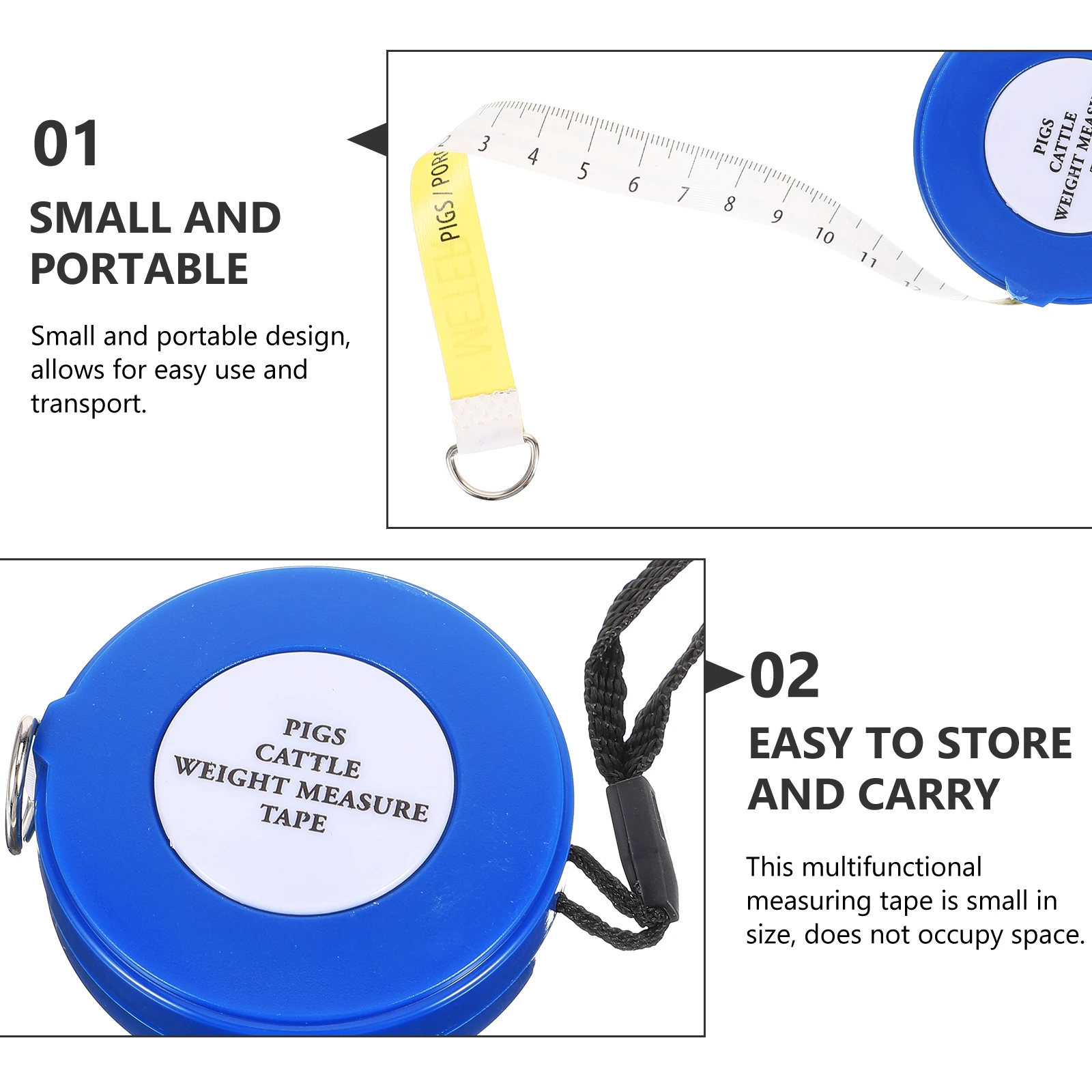 

.5m Animal Measuring Tape Cattle Pigs Goat Weight Measurement Horse Girth Chest Waist Multifunctional Farm Tool Portable