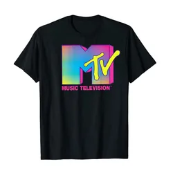 MTV Logo Fluorescent Colors Graphic T-Shirt Customized Products Men Clothing Letters Printed Short Sleeve Tee Tops