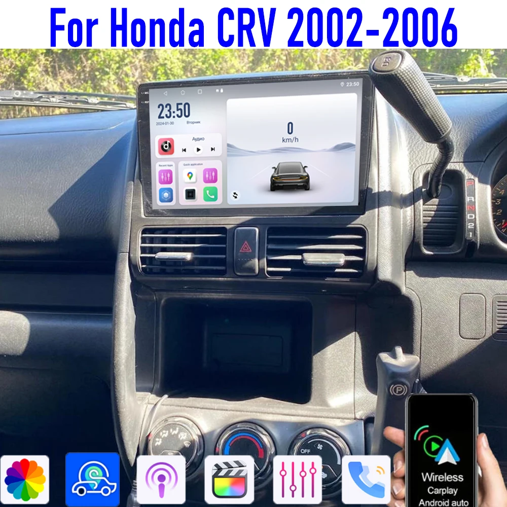 

GPS 9" For Honda CRV 2002-2006 Car Radio Head Unit Carplay Apple Android 15 Multimedia Player 4GB-64GB WIFI BT Canbus Camera