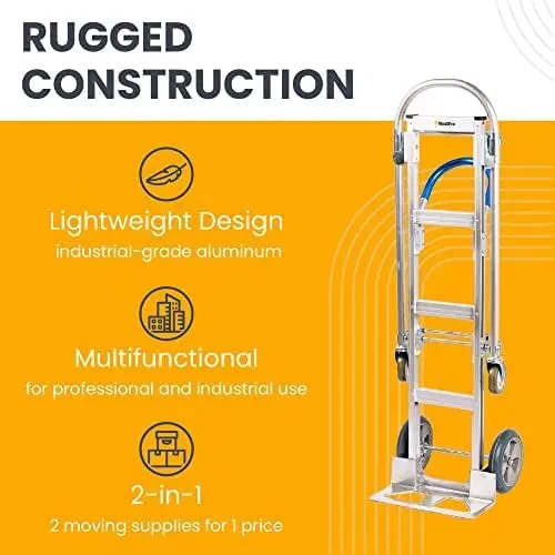 Zware Ladingen 1,000 Lbs. Aluminium Bewegende Dolly Converteert Van Steekwagen Naar Platform Duwwagen