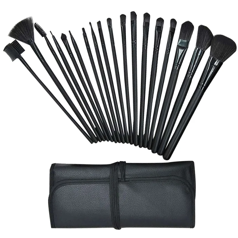 24 Pcs Female Professional Makeup Sets Cosmetics Brushes With Leather Bag Lip Brush Eye Shadow Brush Makeup Tools