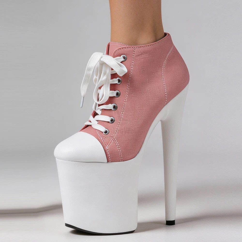 Picture 4: Grey Blue Denim Lace-Up Ankle Boots Zipper 20cm/8