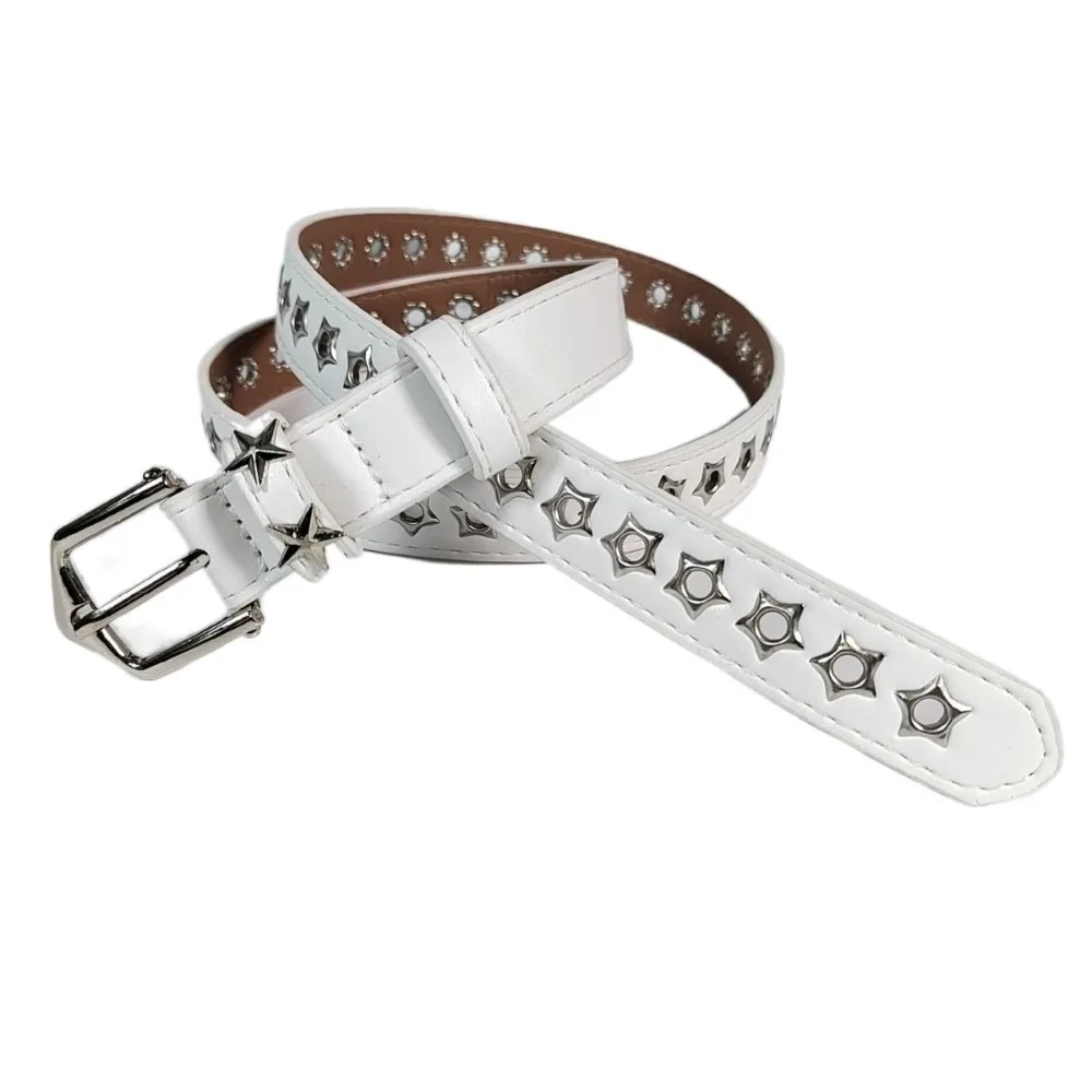 

Star Eyelets Y2K Star Waist Belts Metal Buckle PU Leather Women's Jeans Belt Punk Decorative Luxury Girls Rivet Waistband