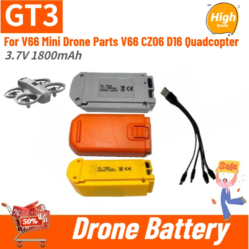 Batería de Dron GT3 de Alta Calidad, 3.7V 1800mAh, para Piezas de Mini Dron V66, V66 CZ06 D16 Quadcopter, Batería de Repuesto Nueva