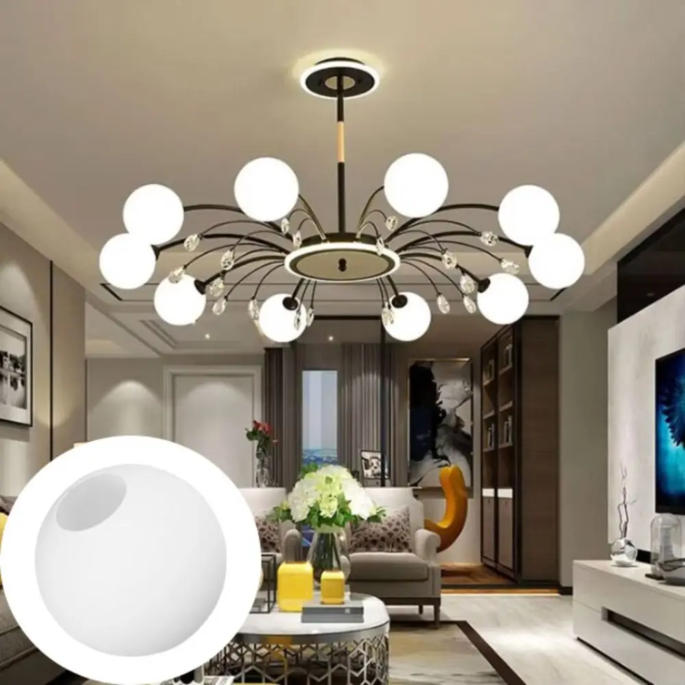 White Glass Glass Lamp Shade Matte White Milky Glass Light Cover Round Shape Thread Metal Lighting Accessory Magic Bean Lamp