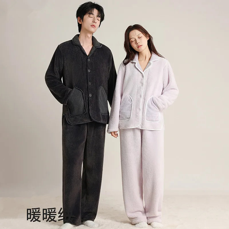 

Pijama Mujer Invierno, новый утепленный фланелевой пижамный комплект, теплая зимняя одежда из кораллового флиса для сна, женская домашняя одежда