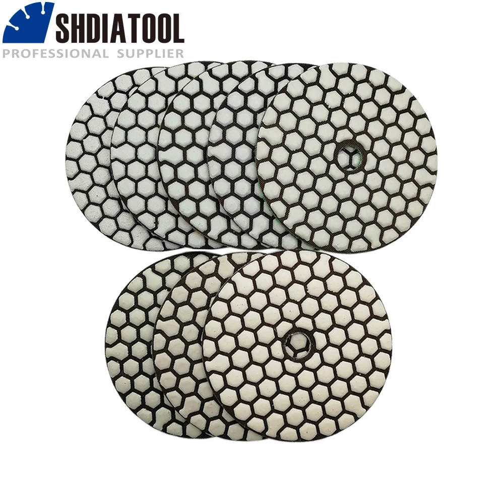 SHDIATOOL 10 Conjuntos de Almofadas de Polimento de Diamante Seco de 4 polegadas 70 Pcs Dia100mm Resina Bond Mármore Granito Grão # 50- # Disco de moagem 3000
