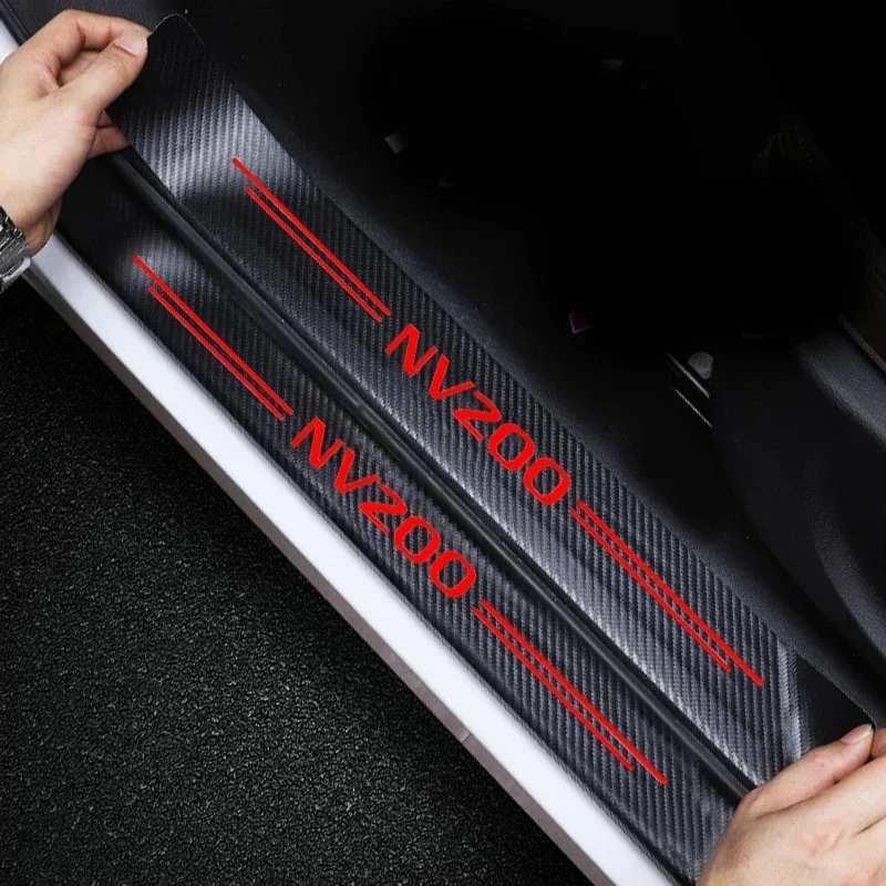 Car Door Sill Strips Styling Carbon Fibre Protective Stickers For Nissan NV200 2023 Rear Trunk Anti-scratch Bumper Guard Plate