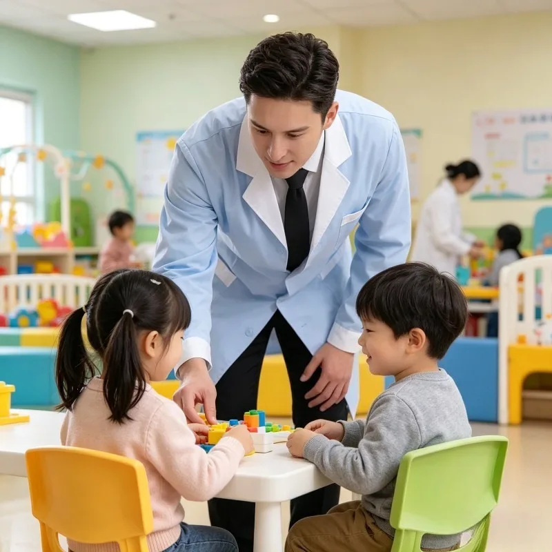 

Men's Autumn and Winter White Coat Long Sleeved Pharmacy Salesperson Work Clothes, Dental Clinic Beauty Salon Medical Uniform