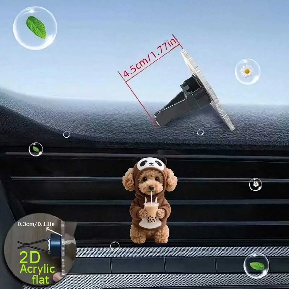 2D Flacher Teddybär-Auto-Lüftungsauslass-Dekorationsclip, Kann zum Trinken von Milchtee Verwendet Werden, Frische Luft im Auto, Niedliches Auto-Interieur – Detail 6
