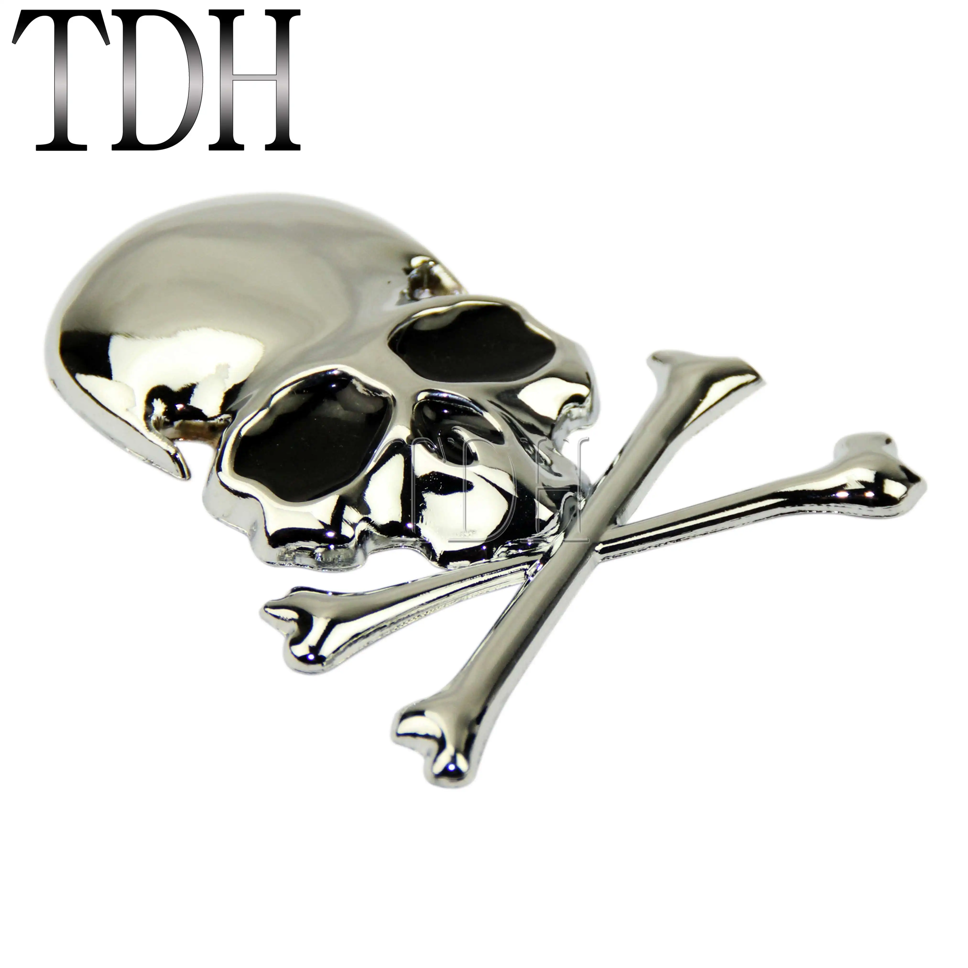 3D Chrome Metal Skull Skeleton Car Trunk Tailgate Emblems Badges Decal Sticker For Harley Chopper Bobber Custom Honda BMW Suzuki