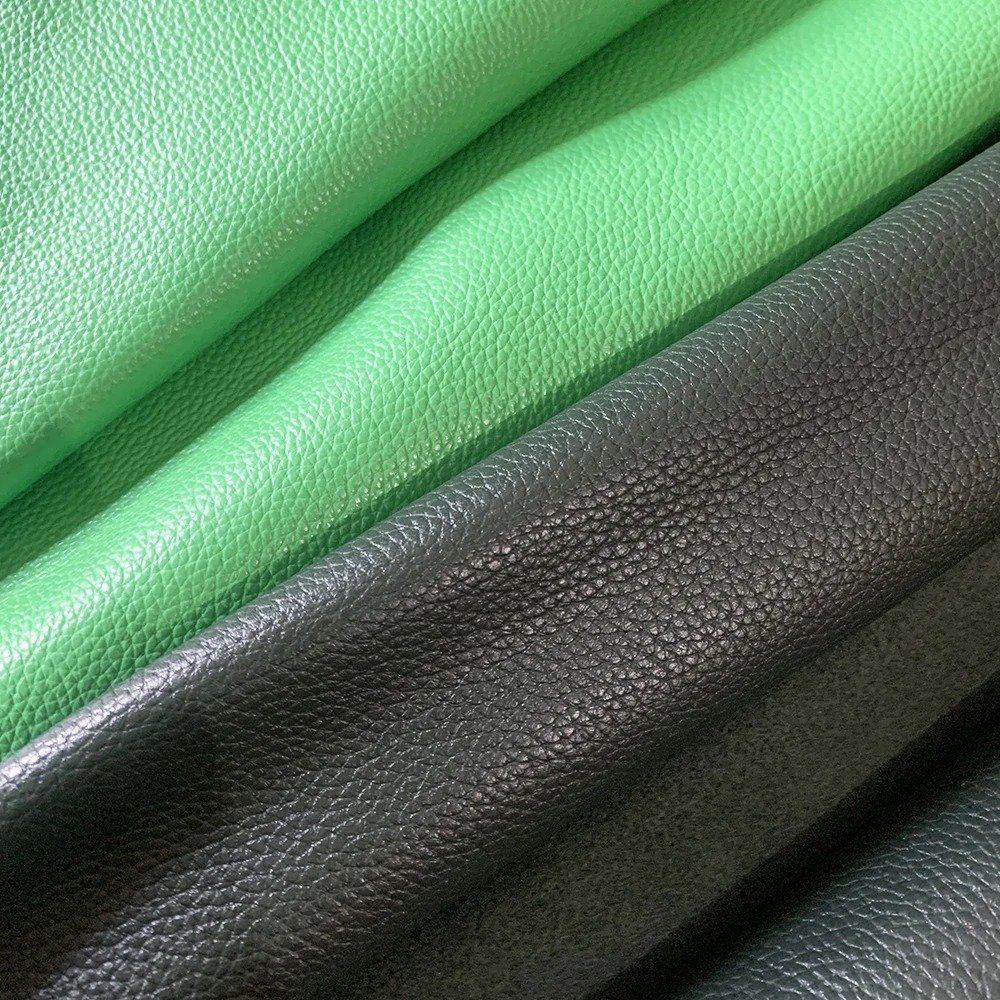 Leathercraft-Green Top Layer Cowhide Leather, Lychee Leather Fabric, DIY Manual Cut, Sewing Accessories